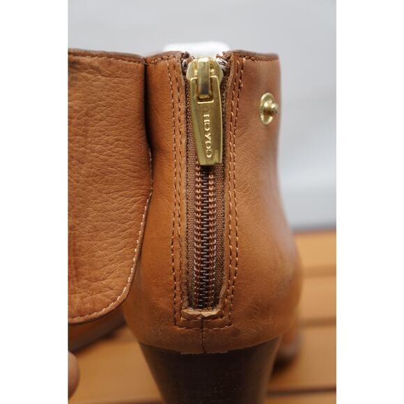 Coach Labelle British Tan New Calf Leather Heel Booties Womens 8B - Picture 9 of 13